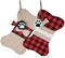Ornativity Christmas Plaid Pet Stocking - Cute Buffalo Plaid Doggy Bone Paw Stockings for Puppy Dog Pets Set - Pack of 2